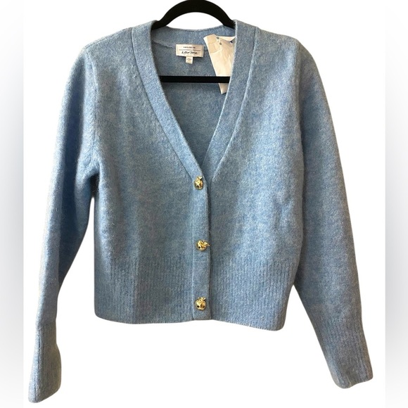 & Other Stories Sweaters - Paris Atelier & Other Stories Light Blue Wool Blend Cardigan Apple Button Small